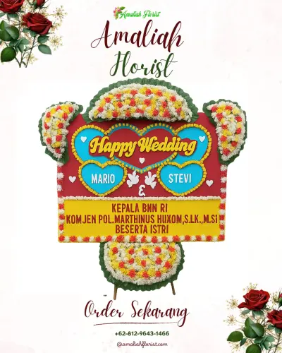 Karangan Papan Bunga Pernikahan di Yangapi